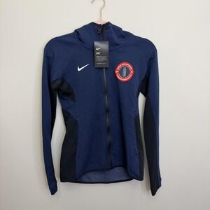 Nike Jacket Womens XS Blue Dri-FIT Full Zip Hooded Baseball Track Athletic